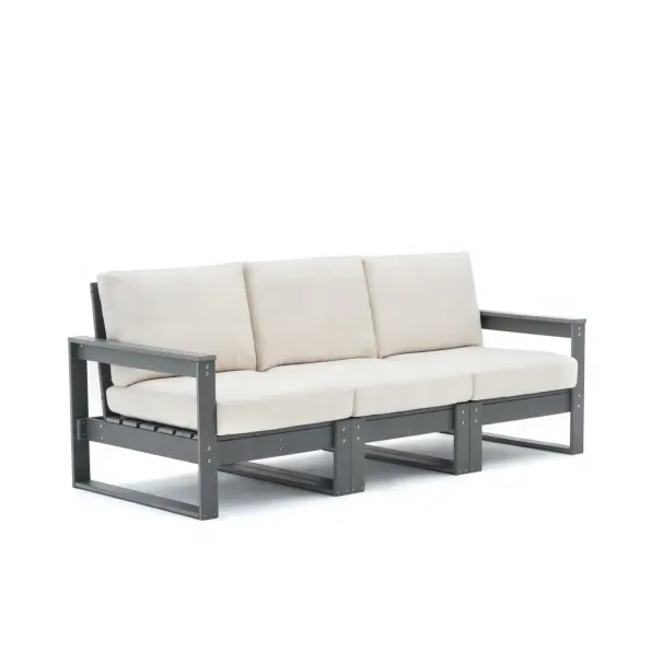 Factory Direct Commercial 3-seats Sofa Chair Outdoor Furniture Garden Sofa HDPE Patio Plastic Sofa Chair