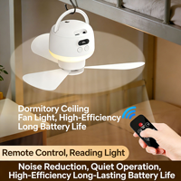 Ventilateur de camping portable d'extérieur rechargeable par USB, suspendu au plafond, avec télécommande, affichage numérique, longue autonomie de la batterie, veilleuse pour dortoirs