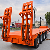 Prix usine Semi-remorque surbaissée 3 ou 4 essieux pour le transport d'excavatrices et d'équipements lourds 60 70 80 tonnes