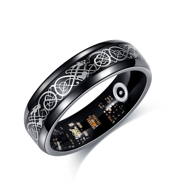 Cross-border Shenzhen Dragon Pattern Titanium Steel Smart Ring Blood Oxygen Pressure Monitoring Sleep