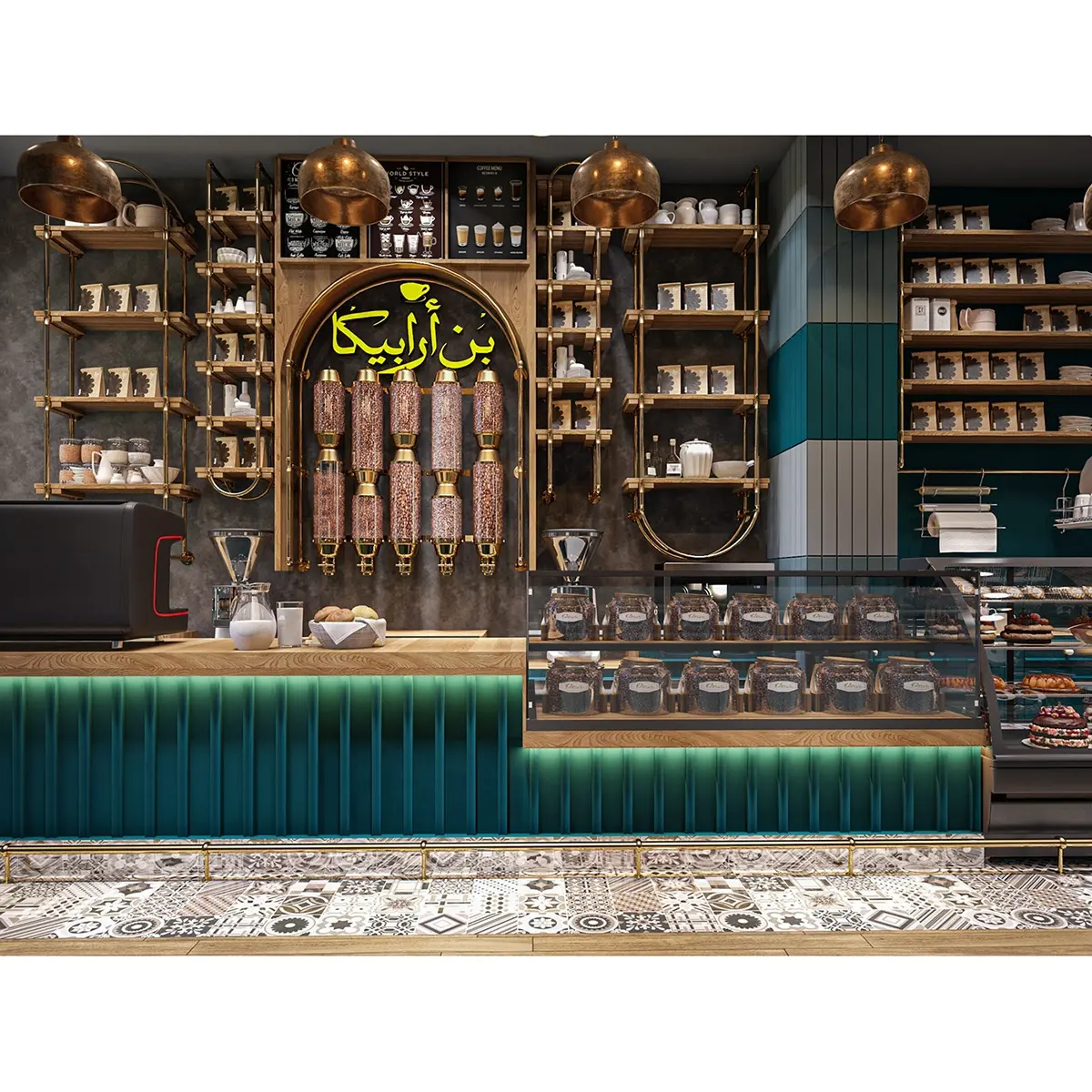 High end bar counter for coffee shop and cafe restaurant interiors design