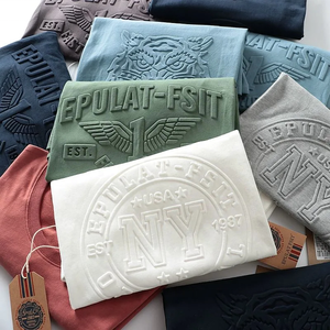 Custom Logo 100% Cotton Plain Oversized Heavyweight Graphic Luxury <strong>3D</strong> Embossed <strong>Printing</strong> <strong>T</strong> <strong>Shirt</strong> for Men - Product Image 2
