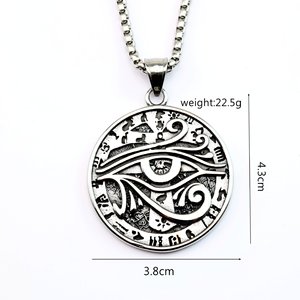 yunnique Pendentif rétro en acier inoxydable pour homme, breloque à thème œil d'Horus égyptien ancien, pour cadeau de fête ou accessoire vestimentaire - Product Image 5