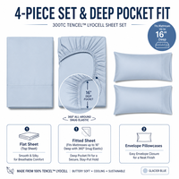 Ensemble de draps en Tencel Lyocell 300TC 100% en gros, soyeux et rafraîchissant, en satin d'eucalyptus, 4 pièces, personnalisable OEM, faible MOQ 50