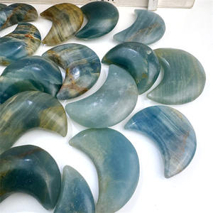 Yeni tasarım doğal kristal şifa taşı oyma el sanatları Palm taş mavi oniks ay hediyeler için - Product Image 4