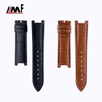 Meilleures ventes en gros : Bracelet de montre flexible en cuir de veau grainé alligator semi-mat noir, multi-tailles, avec boucle ardillon compatible