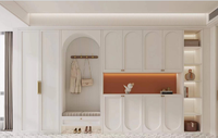 Buffet de salle à manger de luxe français personnalisé Lesso Home avec éclairage LED intégré et façade cannelée