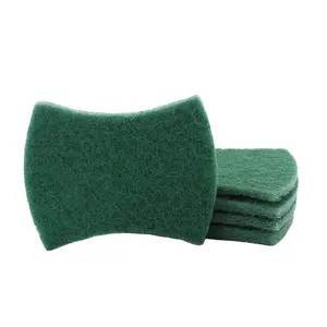 Waist shape nylon cleaning green scrubber scouring pad for cookware