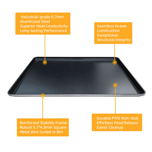 <span class=keywords><strong>Plaque</strong></span> <span class=keywords><strong>de</strong></span> <span class=keywords><strong>cuisson</strong></span> en acier aluminisé antiadhésive 450x650mm, <span class=keywords><strong>plaque</strong></span> à pâtisserie, <span class=keywords><strong>plaque</strong></span> à pain, <span class=keywords><strong>plaque</strong></span> à biscuits - Product Image 3