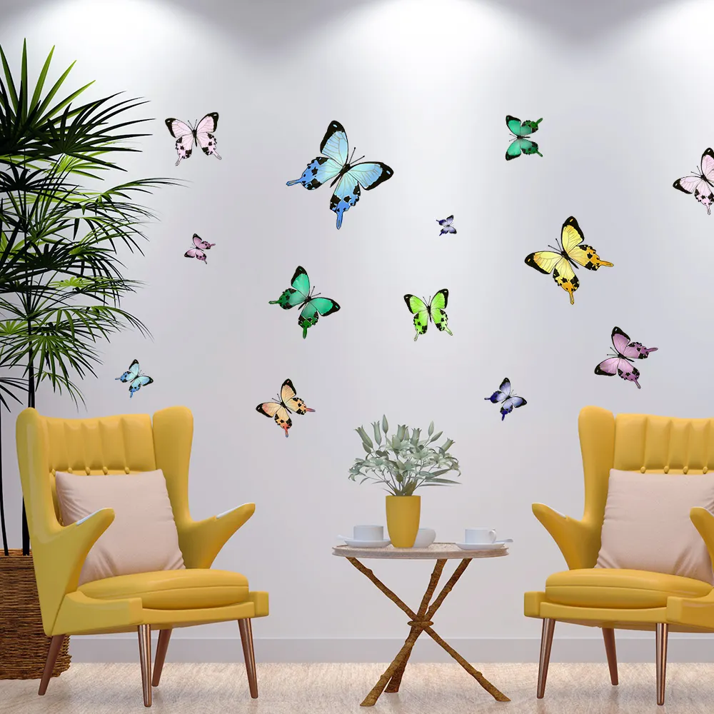 Self-adhesive Wallpaper Decal Stickers For Room Walls 3D Magnet Butterflies Magnetic Butterfly Vivid PVC 12pcs/set Home Decor