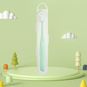 Children's <b>Toothbrush</b> Soft Bristle Small Head Travel Size Green For Ages 3-12 <b>With</b> <b>Case</b> - Product Image 1