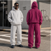 Ensembles de survêtements unisexes streetwear : sweat à capuche et pantalon de jogging pour hommes, qualité supérieure, 100 % coton épais, ensemble de survêtement oversize