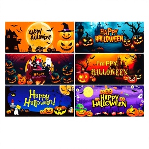 Pancarta Rectangular para Puerta de Garaje con Diseño de Graduación de Halloween, Impresa por Sublimación, Personalizable OEM/ODM, 100% Poliéster, Lavable y Resistente a la Decoloración - Product Image 1