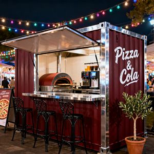 Kiosque alimentaire contemporain, café, maison préfabriquée en conteneur maritime avec une utilisation optimisée de l'espace - Product Image 1