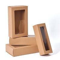 Boîtes d'emballage auto-élevantes en carton kraft biodégradable et recyclable avec fenêtre transparente en PET pour chaussettes