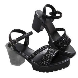 Sandales romaines d'été pour femmes à talon épais, mode, bout ouvert, tressées, talon haut, nouvelle collection, grandes tailles 43 - Product Image 5