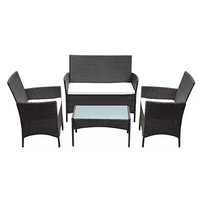 Ensemble de 4 pièces de meubles de patio en gros d'usine, chaise en rotin d'extérieur, canapé et table en osier pour la cour