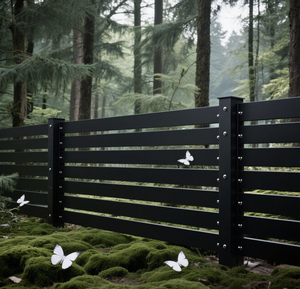 Vườn nhôm đá đen hàng rào kim loại bên ngoài nhôm ngoài trời riêng tư ngang hàng rào Loại sản phẩm hàng rào lưới mắt cáo & Cổng - Product Image 1