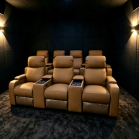Canapé inclinable en cuir pour home cinéma avec porte-gobelets, éclairage LED, alimentation électrique, plateau réglable, siège de cinéma modulaire