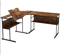 Bureau d'ordinateur moderne en acier en forme de L, grand bureau double, table de travail portable pour usage commercial, table à dessin simple et élégante