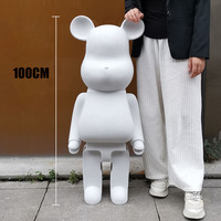 Résine blanche bricolage tirelire ornement bloc embryon fluide ours artisanat enfants motif Animal jouets en gros banquier ornement
