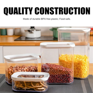 Airtight BPA Free PET Clear Food Storage <b>Containers</b> Stackable Leakproof Moisture Proof With <b>Lids</b> for Kitchen Cereals Nuts Pasta - Product Image 3