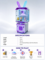 Distributeur de cadeaux rotatif à monnayeur avec LED, type pince, pour magasins de jouets et écoles