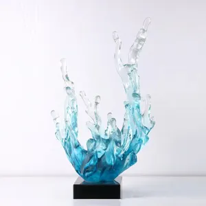 Abstrato de luxo moderno decorativo, arte de cristal de alta qualidade personalizada abstrato decorativo resina transparente escultura artesanal