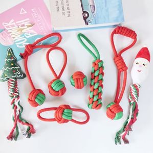 ของเล่นสุนัขเชือกคอตตอนสำหรับสัตว์เลี้ยงเซตของเล่นเชือกคอตตอนใหม่สำหรับสัตว์เลี้ยงเชือกผูกโบว์กันกัดสำหรับเทศกาลคริสต์มาส - Product Image 3