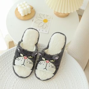 Cute Cartoon <b>Cat</b> Open-toe Cotton Slippers, Anti-slip Indoor Home Shoes for Women, Ideal for Spring and Autumn - Product Image 3