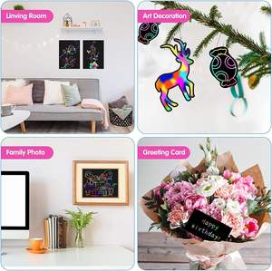 Usine arc-en-ciel ensembles <span class=keywords><strong>de</strong></span> papier à gratter noir feuilles à gratter Notes cartes fournitures <span class=keywords><strong>de</strong></span> trucs noir bloc-notes pour enfants - Product Image 4