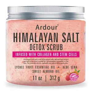 Himalayan Salt Body Scrub with Collagen & Stem Cells, Natural Exfoliating Salt Scrub Body & Face Souffle helps with Moisturizing