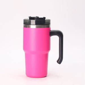 <b>Travel</b> Car <b>Handle</b> Tumbler 20oz 30oz Double Wall Vacuum <b>Mug</b> Lid Straw Anti-Slip for Road Trip Use - Product Image 1