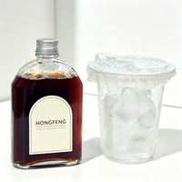 Botol Minuman Kaca Transparan Pipih Grosir 100ml 200ml 250ml 350ml 500ml dengan Tutup untuk Kopi, Anggur, Jus, Tequila, Logo Custom