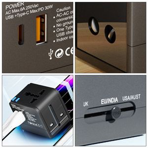 Hot Selling Travel <b>Plug</b> Custom Logo Worldwide Universal Multi Adapt 2 <b>Usb</b> Power <b>Adapter</b> for Corporate - Product Image 5