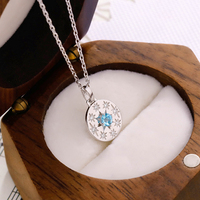 Collier pendentif en apatite étoile ronde géométrique plaqué or 14 carats en argent sterling 925