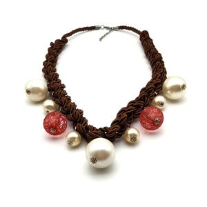 Big Pearl Clothing Necklace Fancy <strong>Costume</strong> Necklace No Fade No rust Jewelry Weave Handmade <strong>Jewellery</strong> - Product Image 2