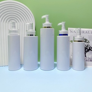 Luxury 200ml 250ml 300ml 400ml Empty PET Clear Frosted <b>Pump</b> <b>Bottles</b> Plastic Shampoo <b>Bottles</b> with Acrylic Gold Ring - Product Image 5