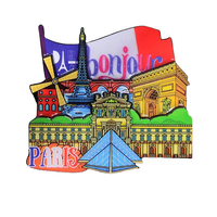 France Paris Tour Eiffel et Louvre 3D Aimant de réfrigérateur magnétique Monde Décoration culturelle créative Matériau en résine écologique