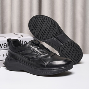 Genuine Leather Running <b>Shoes</b> Round Toe <b>Hook</b> Loop EVA Midsole Rubber Outsole All Seasons Lightweight Chunky <b>Shoes</b> - Product Image 3