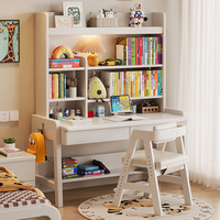 Bureau d'étude pour enfants en bois massif fait main, épaissi, avec étagère intégrée, tout-en-un, réglable en hauteur, pour chambre à coucher et maison, bureau d'ordinateur