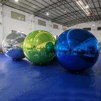 Grand Ballon Miroir Suspendu en PVC à Double Couche Grande Boule Miroir Gonflable Bleue Brillante pour Décoration