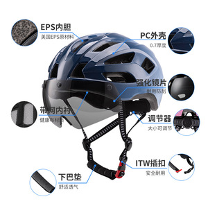 Casque de vélo en matériau PC+EPS, 26+ aérations, visière magnétique, protection de la tête pour le cyclisme, unisexe - Product Image 1