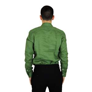 Camisa de hombre verde de manga larga con botones para uso formal. - Product Image 3