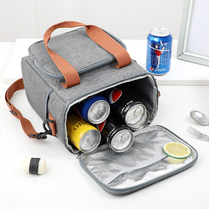 Crossbody Insulated Lunch Bag Large Capacity Square Portable Foldable For Outdoor Meals - Product Image 4