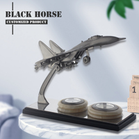 Modèle d'avion en métal moulé sous pression 3D de luxe de haute qualité, peint, trophée, cadeau, ornement, alliage de zinc, base en bois, couleur personnalisable