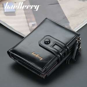 กระเป๋าสตางค์แบบสั้นสำหรับผู้ชายแบรนด์ Baellerry สีดำ หนังนิ่ม ตัวล็อคแบบกระดุม ซิปอเนกประสงค์ ใช้ได้ทุกวัน - Product Image 3