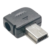 Connecteur Mini USB 5 broches 90 degrés Prise mâle en T avec capuchon en plastique pour adaptateur DIY PCB Câble de données SDA