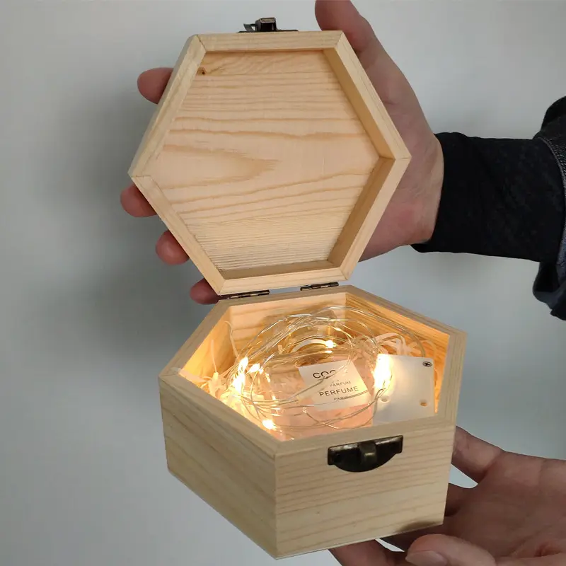 Boa qualidade fábrica diretamente madeira caixa de luxo de pinha caixa de presente de madeira perfume caixa de embalagem