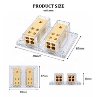 Bloc de distribution d'alimentation 8 voies 4 AWG à 8 AWG pour amplificateur audio de voiture et répartiteur de masse